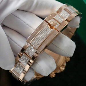 Đồng Hồ Rolex Daytona 116595 Rainbow Fake Bọc Vàng Đính Đá Quý Tổng Hợp & Moissanite 40mm (5)