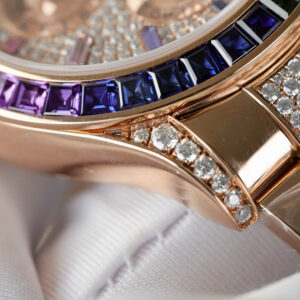 Đồng Hồ Rolex Daytona 116595 Rainbow Fake Bọc Vàng Đính Đá Quý Tổng Hợp & Moissanite 40mm (5)