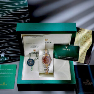 Đồng Hồ Rolex Fake Cao Cấp Nữ Mặt Chocolate Đính Đá Dây Jubilee Máy Pin 31mm (5)