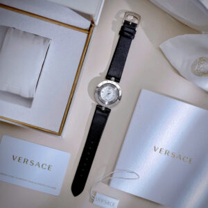 Đồng Hồ Versace Eon Mặt Xoay 360 Độ Nữ Dây Da Màu Đen Mặt Trắng Like Auth 30mm (4)