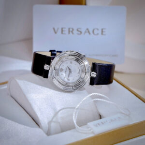 Đồng Hồ Versace Eon Mặt Xoay 360 Độ Nữ Dây Da Màu Đen Mặt Trắng Like Auth 30mm (4)