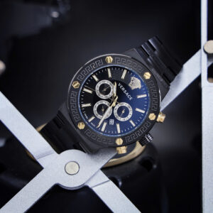 Đồng Hồ Versace Greca Logo Chronograph Like Auth Dây Kim Loại Màu Đen 43mm (3)