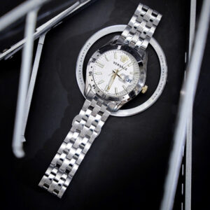 Đồng Hồ Versace Greca Time GMT Mặt Trắng Dây Kim Loại Nam Like Auth 41mm (9)
