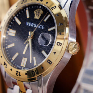 Đồng Hồ Versace Greca Time GMT Nam Siêu Cấp Mặt Đen Dây Kim Loại 41mm (11)
