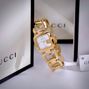 Đồng Hồ Gucci G-Gucci Dây Xích Mặt Số Trắng Siêu Cấp Nữ Màu Vàng 26mm (1)