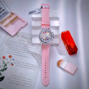 Đồng Hồ Guess Eco Friendly Dây Cao Su Màu Hồng Cọc Số 7 Màu Like Auth 39mm (9)