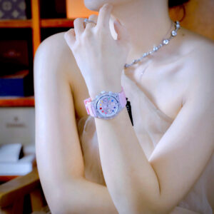 Đồng Hồ Guess Eco Friendly Dây Cao Su Màu Hồng Cọc Số 7 Màu Like Auth 39mm (9)