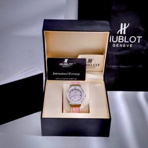 Đồng Hồ Hublot Nữ Máy Cơ Automatic Đính Đá Màu Hồng Fake Nhật 33mm (1)