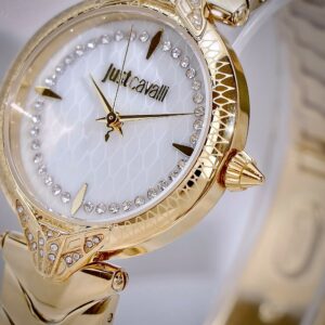 Đồng Hồ Just Cavalli Animalier Luce Siêu Cấp Nữ Mặt Trắng Dây Kim Loại Vàng 32mm (2)