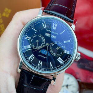 Đồng Hồ Patek Philippe Fake Máy Cơ Tự Động Nhật Lịch Vạn Niên Màu Đen 40mm (3)