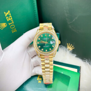Đồng Hồ Rolex DateJust Fake Máy Cơ Nhật Đính Đá Mặt Xanh Lá Cây 41mm (6)