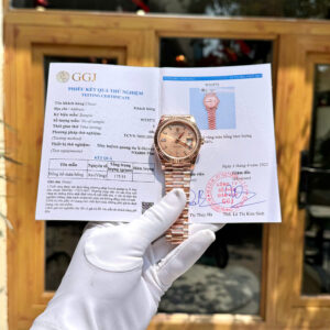 Đồng Hồ Rolex Day-Date 228235 Bọc Vàng Thật Mặt Số Hồng Đính Đá Xưởng GM 40mm (4)