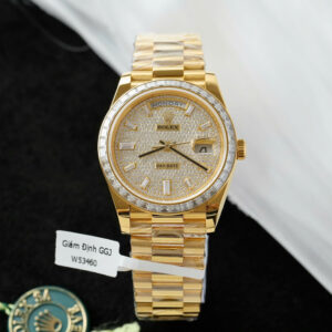Đồng Hồ Rolex Day-Date Bọc Vàng Mặt Số Đính Moissanite Hong Kong GMF 40mm (1)