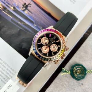 Đồng Hồ Rolex Daytona 116595RBOW Rainbow Rep 11 Bọc Vàng Đính Đá Quý Nhân Tạo 40mm (14)