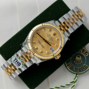 Đồng Hồ Rolex Nữ Dây Kim Loại Mặt Vàng Champagne DateJust 278273 Xưởng THB 31mm (10)