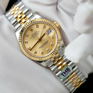 Đồng Hồ Rolex Nữ Dây Kim Loại Mặt Vàng Champagne DateJust 278273 Xưởng THB 31mm (10)