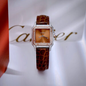 Đồng Hồ Cartier Panthere De Cartier Fake Cao Cấp Nữ Đính Đá Màu Nâu 27mm (3)