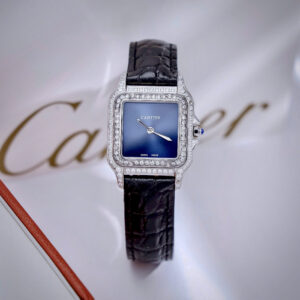 Đồng Hồ Cartier Panthere De Cartier Fake Cao Cấp Nữ Đính Đá Màu Xanh 27mm (6)