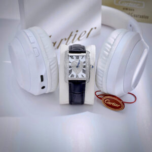 Đồng Hồ Cartier Tank Anglaise Nữ Đính Đá Dây Da Màu Đen Fake Máy Pin Nhật 30x39mm (1)