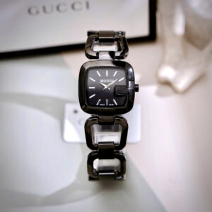 Đồng Hồ Gucci G-Gucci Nữ Dây Kim Loại Mặt Vuông Màu Đen Dây Xích Like Auth 26mm (1)