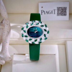 Đồng Hồ Piaget Fake Cao Cấp LimeLight Nữ Đính Đá Dây Da Màu Xanh Lá Cây 30x36mm (1)