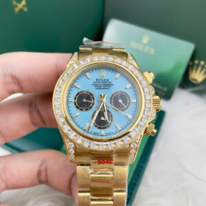 Đồng Hồ Rolex Fake Giá Rẻ Daytona Mặt Xanh Băng Đính Đá Máy Cơ Nhật 40mm (8)