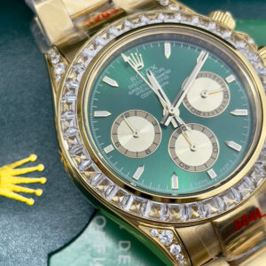 Đồng Hồ Rolex Fake Giá Rẻ Daytona Mặt Xanh Lá Cây Đính Đá Máy Cơ Nhật 40mm (6)