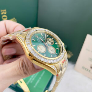 Đồng Hồ Rolex Fake Giá Rẻ Daytona Mặt Xanh Lá Cây Đính Đá Máy Cơ Nhật 40mm (6)