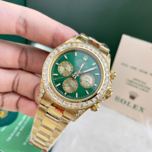 Đồng Hồ Rolex Fake Giá Rẻ Daytona Mặt Xanh Lá Cây Đính Đá Máy Cơ Nhật 40mm (6)