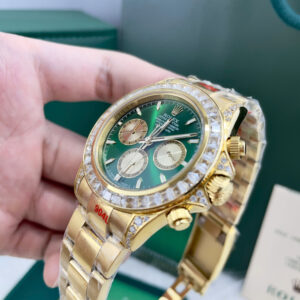 Đồng Hồ Rolex Fake Giá Rẻ Daytona Mặt Xanh Lá Cây Đính Đá Máy Cơ Nhật 40mm (6)