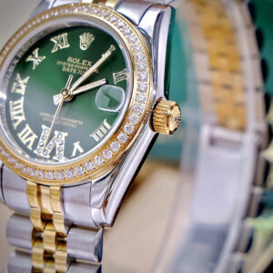 Đồng Hồ Rolex Fake Máy Pin Nhật Đính Đá Dây Kim Loại Mặt Xanh Lá Cây 31mm (10)