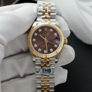 Đồng Hồ Rolex Lady-Datejust M279273 Mặt Đỏ Cọc Số Đá Replica 11 Xưởng THB 31mm (1)