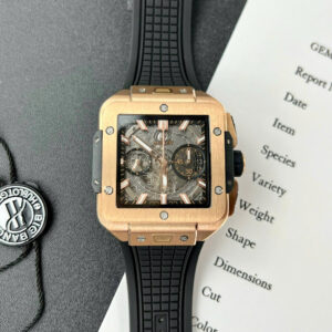 Đồng Hồ Hublot Square Bang Unico King Gold Relica Mặt Số Đen Nhà Máy BBF 42mm (1)