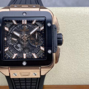 Đồng Hồ Hublot Square Bang Unico King Gold Relica Viền Gốm Đen Nhà Máy BBF 42mm (1)