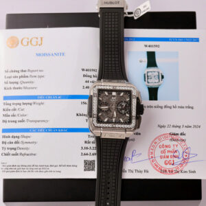 Đồng Hồ Hublot Square Bang Unico Titanium Rep 1 1 Viền Moissanite Nhà Máy BBF 42mm (1)