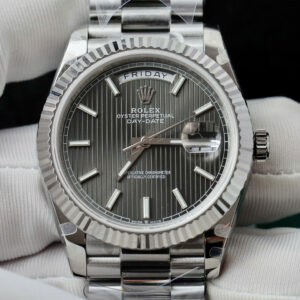 Đồng Hồ Rolex Day-Date 228236 Mặt Số Stripe Motif Xám Rep 1 1 Nhà Máy QF 40mm (1)