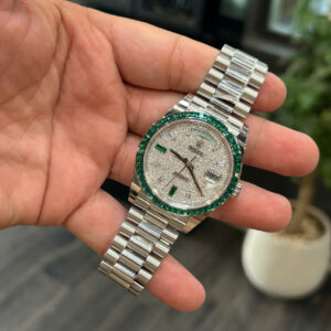 Đồng Hồ Rolex Day-Date Chế Tác Nặng 202gram Mặt Số Đính Moissanite 40mm (1)