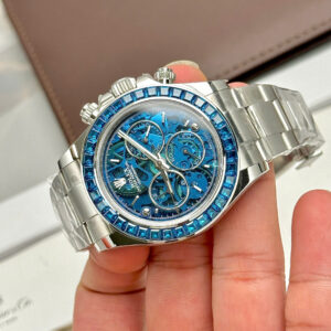 Đồng Hồ Rolex Daytona Arolla Challenge Blue Replica Cao Cấp Viền Đính Đá 40mm (1)