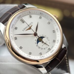 Đồng Hồ Longines Master Moonphase Mặt Trắng Dây Da Replica 11 Cao Cấp Nhất 40mm (2)