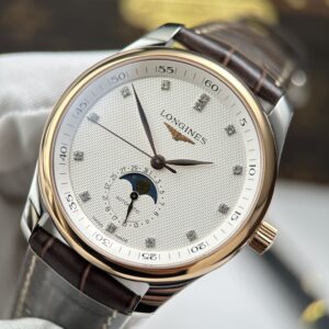 Đồng Hồ Longines Master Moonphase Mặt Trắng Dây Da Replica 11 Cao Cấp Nhất 40mm (2)