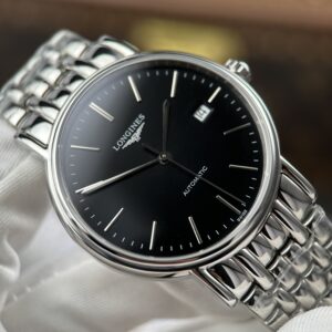 Đồng Hồ Longines Présence L4.922.4.52.6 Replica 11 Nam Mặt Đen Dây Kim Loại 40mm (2)