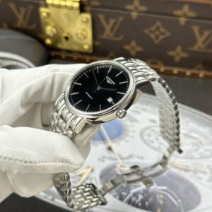 Đồng Hồ Longines Présence L4.922.4.52.6 Replica 11 Nam Mặt Đen Dây Kim Loại 40mm (2)